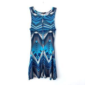 Tart Kaleidoscope Midi Dress Geometric Sleeveless Fit & Flare Jersey Knit Dress